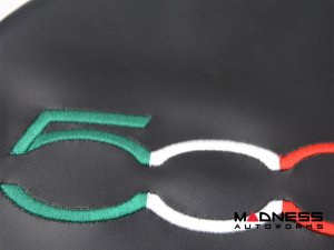 FIAT 500 Headrest Cover Set - Front - Black - 500 Logo w/ Italian Theme